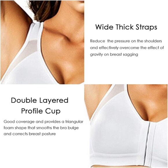 Front Closure Bra 4XL Set Of 2 Wire Free Posture Support Back Shoulder - Picture 3 of 16